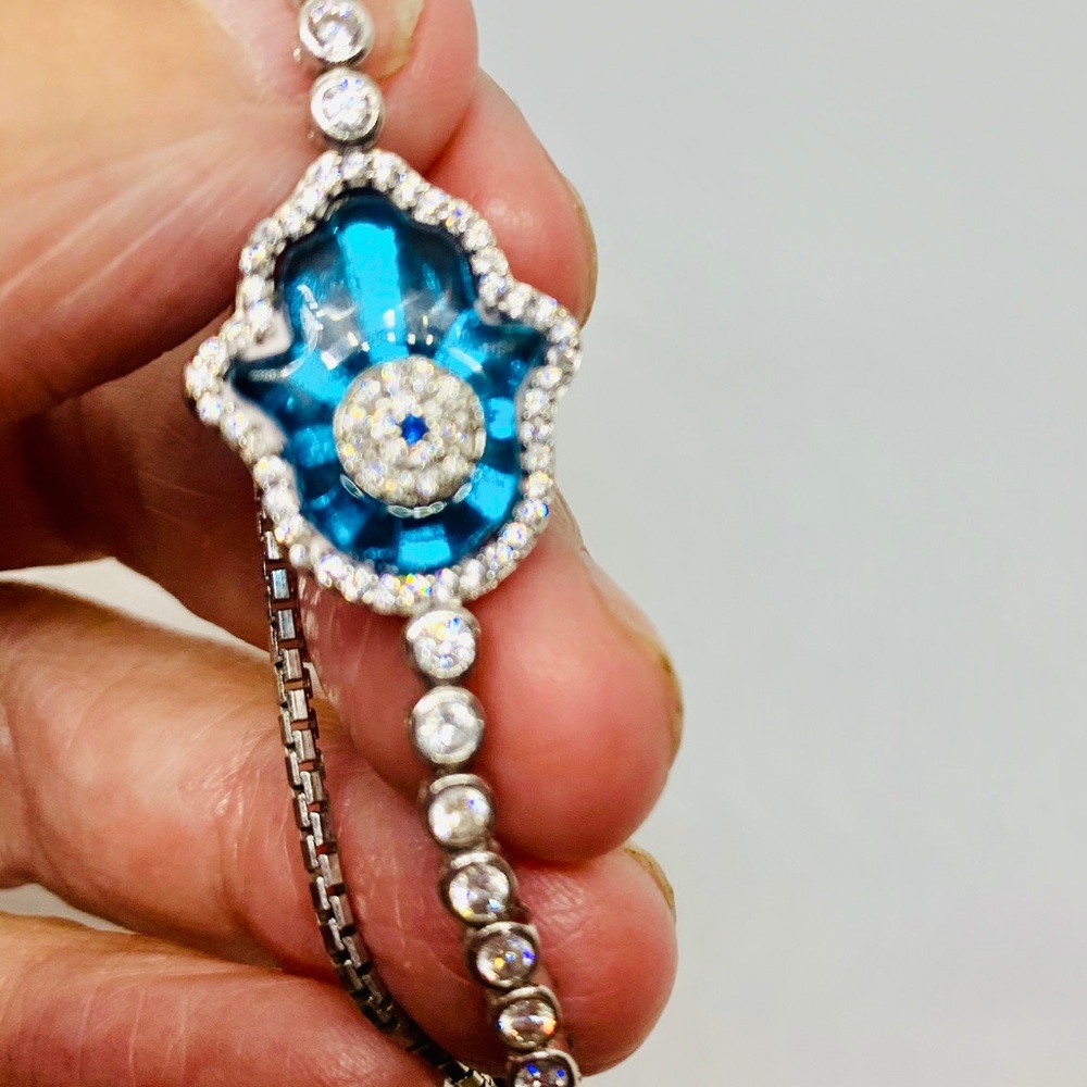 S/S(?) & CZ’s- “HAMSA” Adjustable Bracelet!